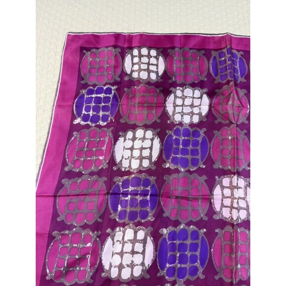 Vera Neumann Turtle Square‎ Scarf Magenta Purple Burgundy Abstract Vintage 26.5" - Picture 2 of 13